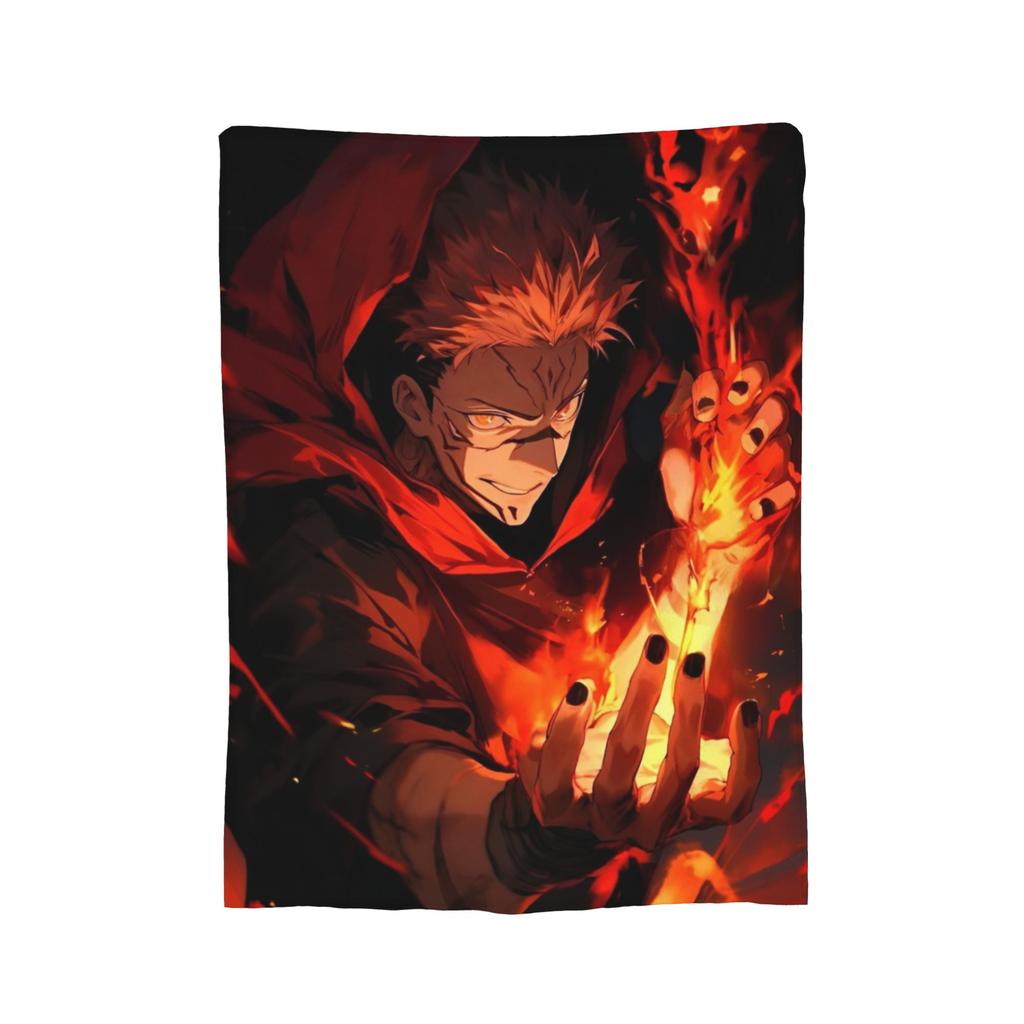 Ryomen Sukuna Velvet Throw Blanket Jujutsu Kaisen Anime Blanket for Sofa Travel Lightweight Bedspread,