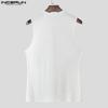 INCERUN Men Sleeveless 3D Muscle Print Casual Loose Long Tank Tops