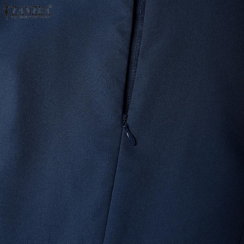 ZANZEA Damenmode Stehkragen 3/4-Ärmel Elegant Lässig A-Linien-Kleid