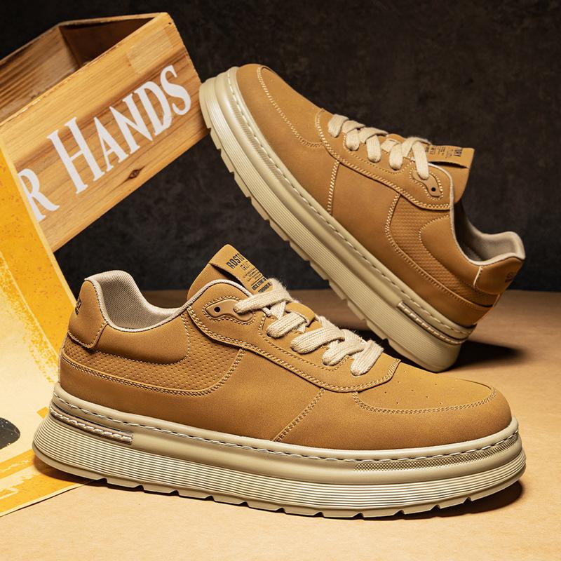 

Men s Shoes Wheat Retro Workwear Board Low Cut Outdoor Thick Soled Casual 44 земля жовтий колір