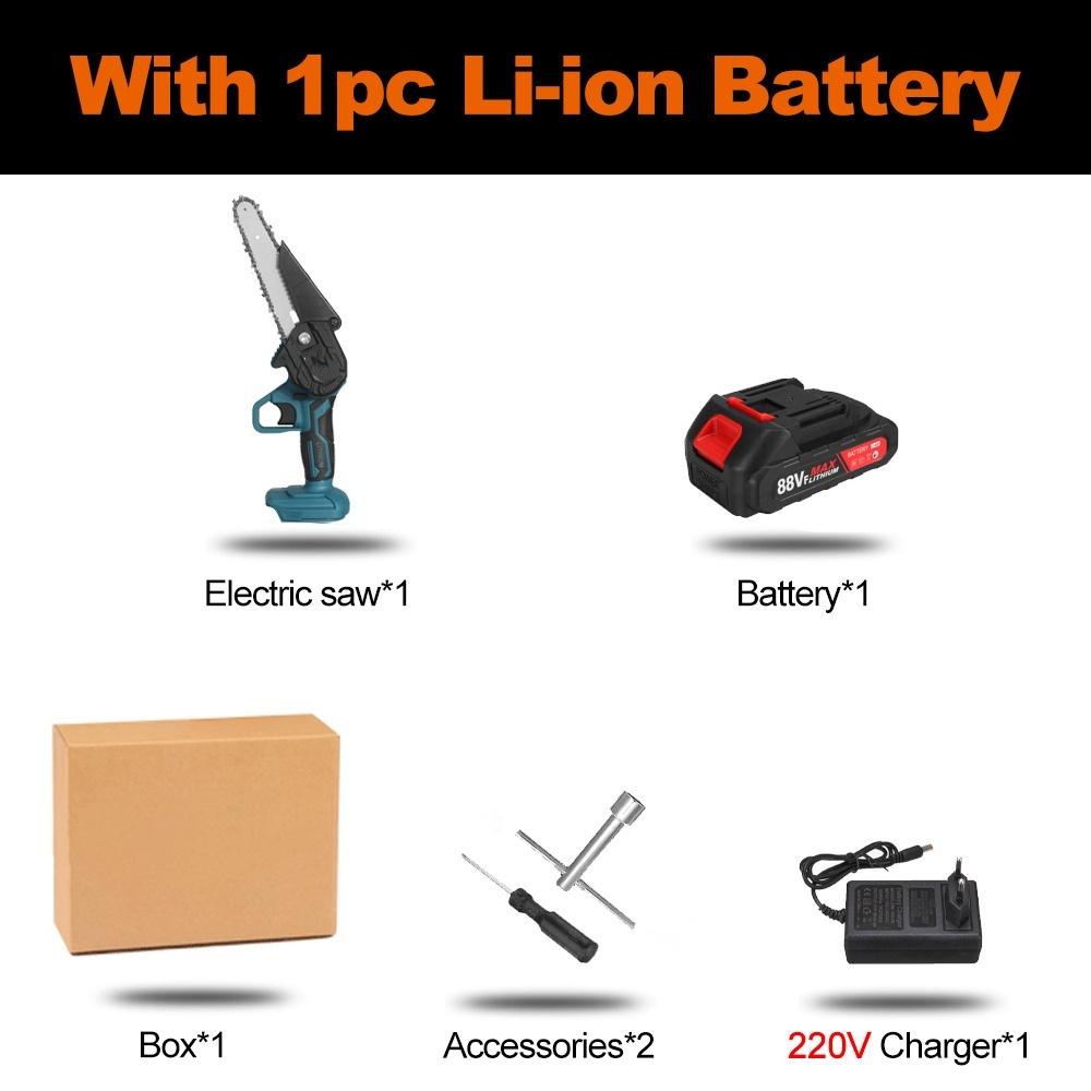 6 Inches Mini Electric Saw 88VF Chain Garden Tree Recording Saw Woodworking Tool Wood Cutter for 18V Battery 3000w