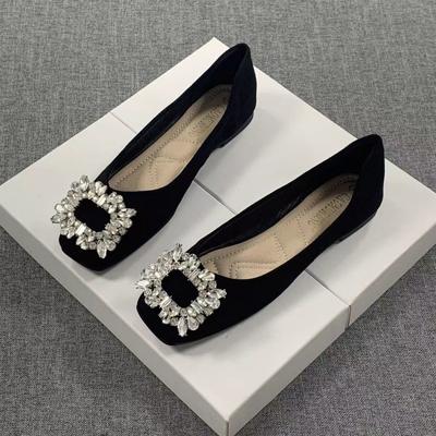 French Temperament Rhinestone Silver Flat Shoes 2025 Autumn New Fairy Style with Skirt Square Head Mary Jane Shoes Women