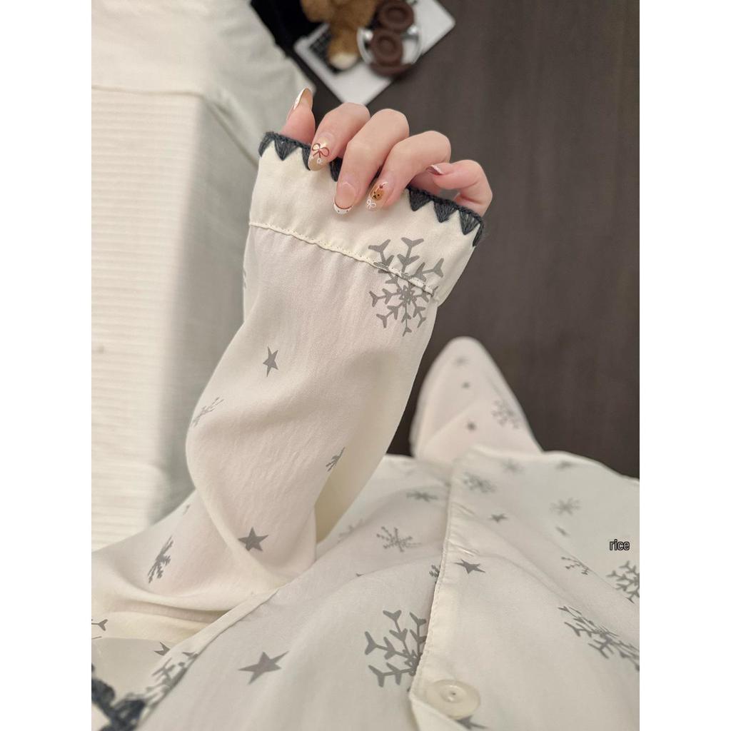 New Women's Cloud Cotton Pajama Set, Winter Style, Loose Fit Plus Size, Cartoon Print, Cardigan Wearable Outdoors, Lapel Design.