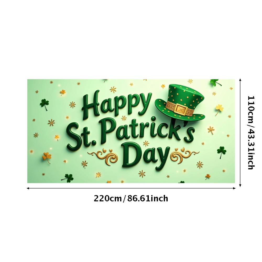 St Patricks Day Backdrop Banner Leprechaun Hat Shamrock Party Background Celebration Photography Props Event Supplies Decoration