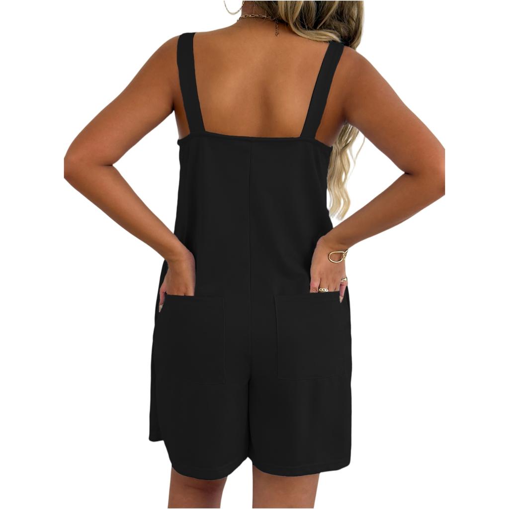 Women's Casual Strapless Sleeveless Suspender Jumpsuit Shorts Set