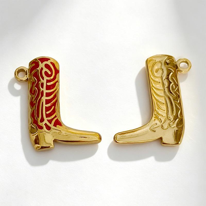 18K Gold-Plated Stainless Steel Shoe Pendant Charms for DIY Bracelets & Necklaces