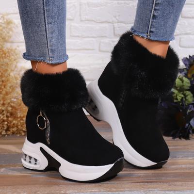 Ladies Shoes 2024 Keep Warm Side Zip Ankle Women's Boots Platform Daily Boots Women Round Toe Internal Heightening Shoes Women