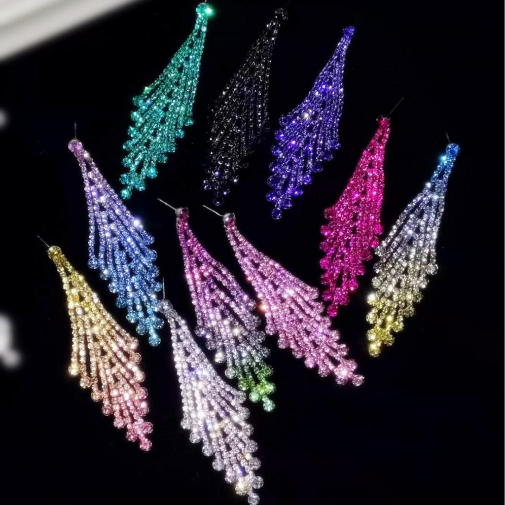 Temperament Super Błyszczące Diamentowe Długie Kolczyki