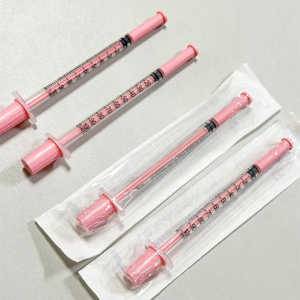 Sterile Veterinary Insulin Syringe Pink 1ml, 100PCS/BOX, 30G 8mm 31G Needle 8mm, Clear Scale Portable Livestock Farm Injection