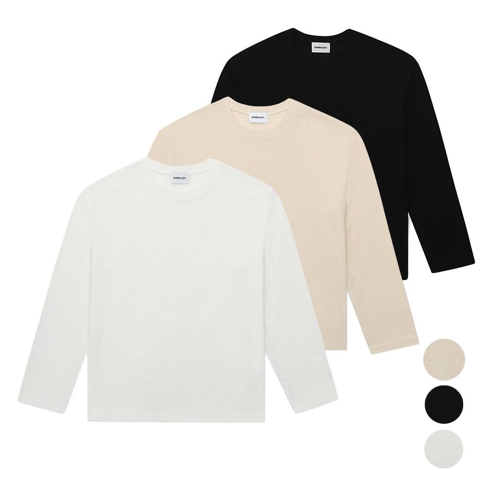 Obeokaeseuteu Long Sleeve T-Shirt Three-Pack (Beige White Black)