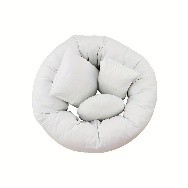 

4pcs Newborn Photography Props Pillows Baby Posing Aid Pillow Beans Bag Donut Bucket Basket Cushion Mat Boy Girls Photo Shoot белый