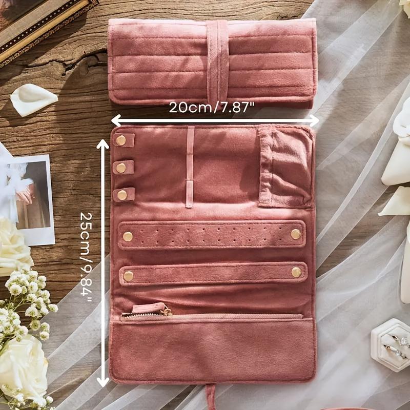 Velvet Embroidered Jewelry Roll- High-Quality Storage for Rings,Earrings, Necklaces & Bracelets: A Must-Have Accessory Organizer