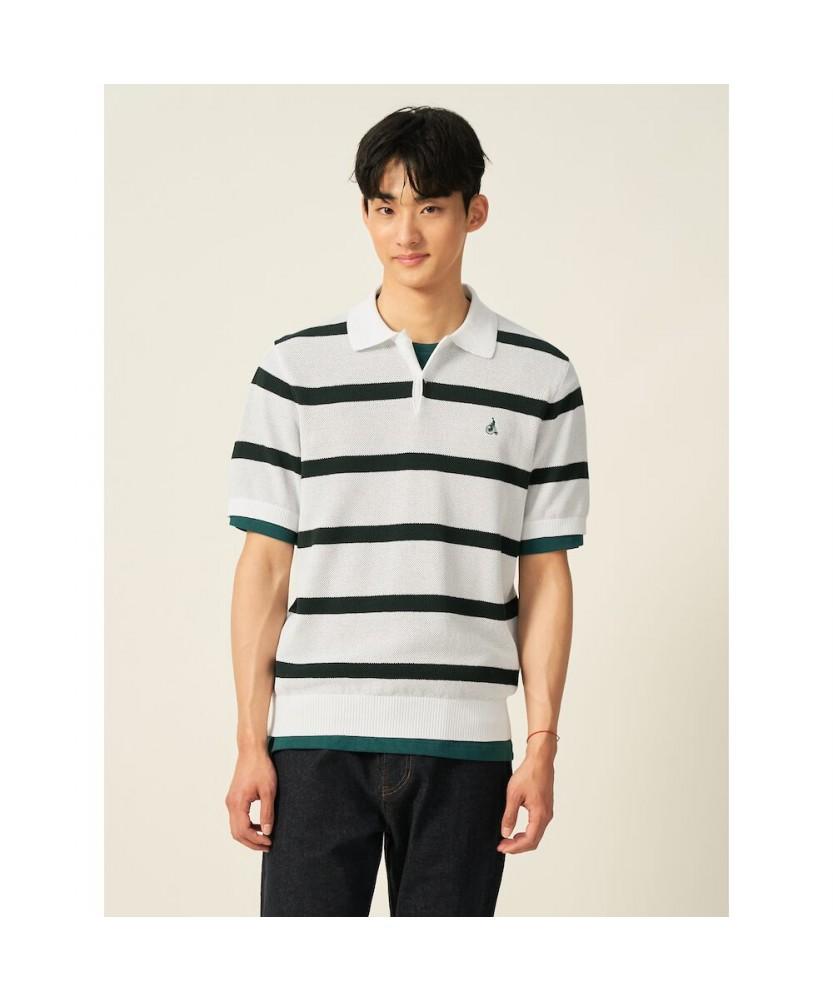 Binpolmen Bold Stripe Collared Neck Knit White (Bc5451C421)