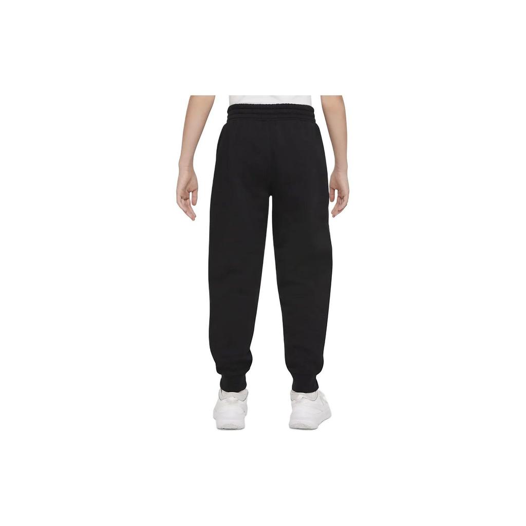 Nike Solid Color Logo Embroidered High Waist Cuffed Knit Sports Pants Kids Bottoms Black DQ8952010
