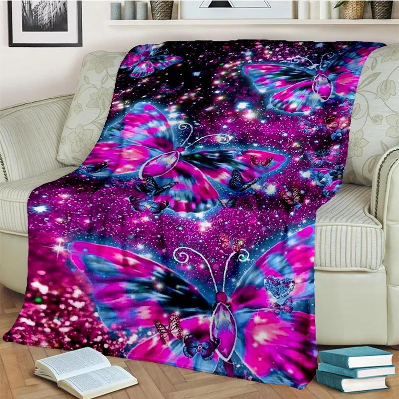 Cartoon Dream Butterfly Flower Blanket,Soft Throw Blanket for Home Bedroom Bed Sofa Picnic Travel Office Rest Nap Cover Blanket