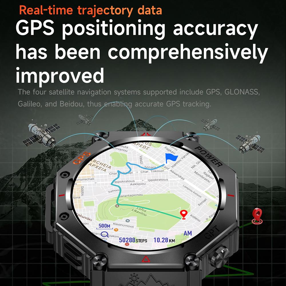 2025 Nový ChatGPT AI asistent Chytré hodinky 5ATM Vodotěsné GPS Vestavěné Dvoupásmové GNSS Kompas Vojenské Sportovní Chytré hodinky Muži Ženy