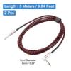 uxcell 2-Piece Guitar Instrument Cable, 10 Feet, 14" to 14" 6.35mm Straight to Right-Angle Jack Stereo Audio Interconnect Cord, Balanced Line for