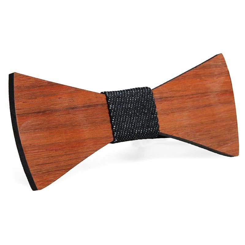 Minimalist Wooden Bow Tie For Men With Geometric Pattern And Sustainable Craftsmanship For Wedding Gifting