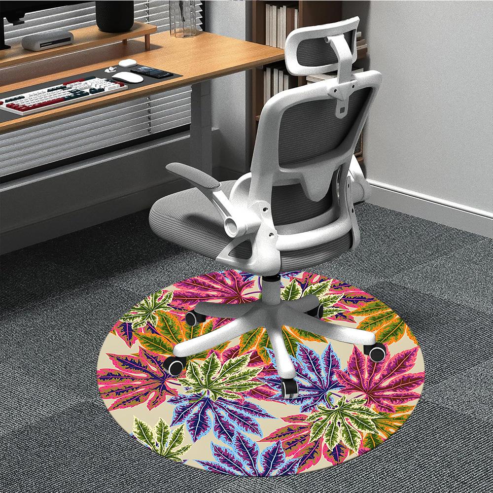 1pc Leaf Pattern Office Round Rug, Non-slip, Soft and Durable Office Rug for Interior Decoration, Perfect for Office,Decoration Yy260204065