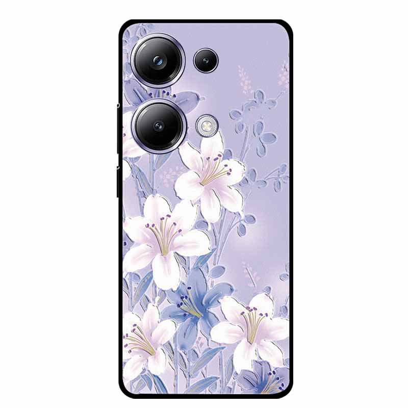 3D Emboss Case For Xiaomi Poco M6 Pro Phone Case Flower Silicone Soft Back Cover For Xiaomi Poco M6 Pro Case PocoM6 M 6 Pro Capa