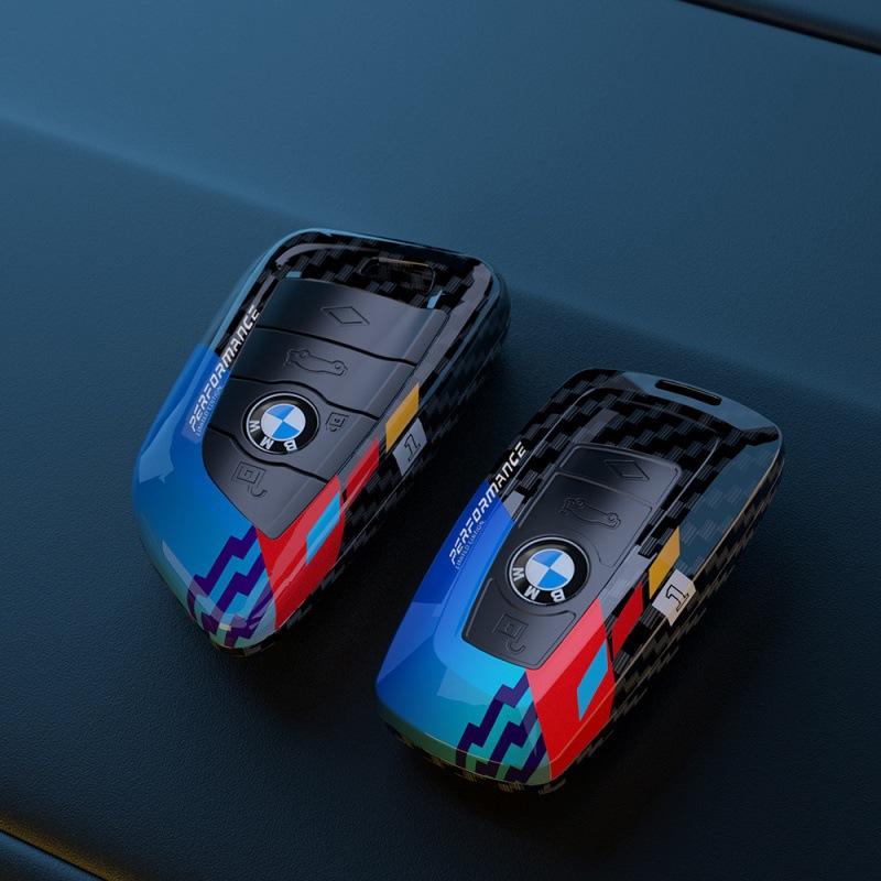 Applicable To BMW 5 Series Key Case New 3 Series Carbon Fiber Texture Key Case 7 Series Blade X5x6 Square X1x3 Shell Buckle