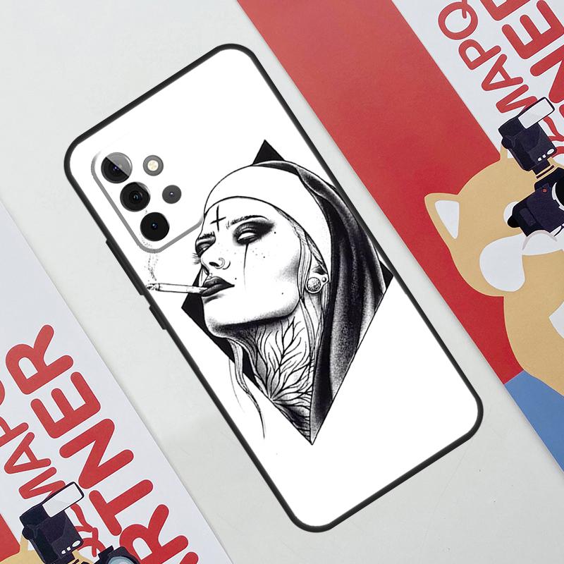 Demon Nun Devil Satan Cross Case For Samsung Galaxy A36 A35 A55 A06 A16 A26 A56 A53 A32 A52 A33 A13 A14 A34 A54 A17 A15