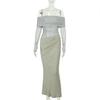 JY summer new long dress, European and American style temperament sexy one-word shoulder mesh hollow dress women