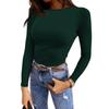 Women's And Winter Slim Bottom T-shirt Fashion Casual Color Round Neck Pullover Long Sleeve Top