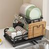 Large 2 Tier Metal Dish Racks with Drainage Glass Holder Utensil Holder and Extra Drying Mat Dish Drainers for Kitchen Counter