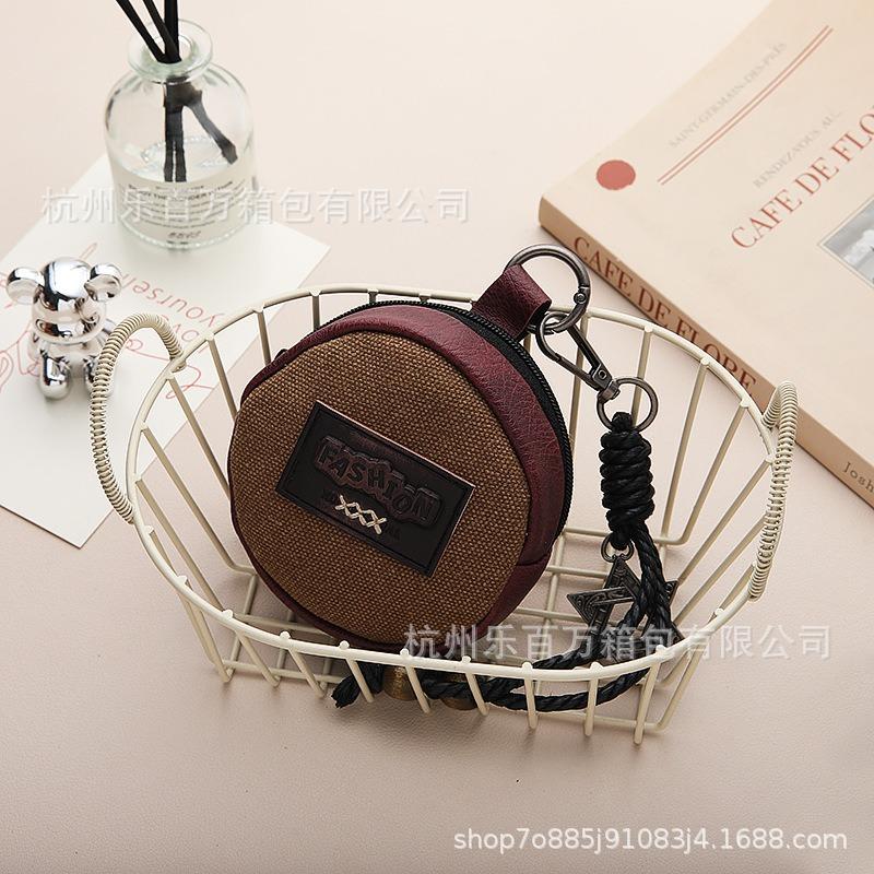 Round Small Bag Portable Practical Change Storage Bag Accessories Accessory Bag Retro Tactical Sub Bag Hand Bag Key Bag