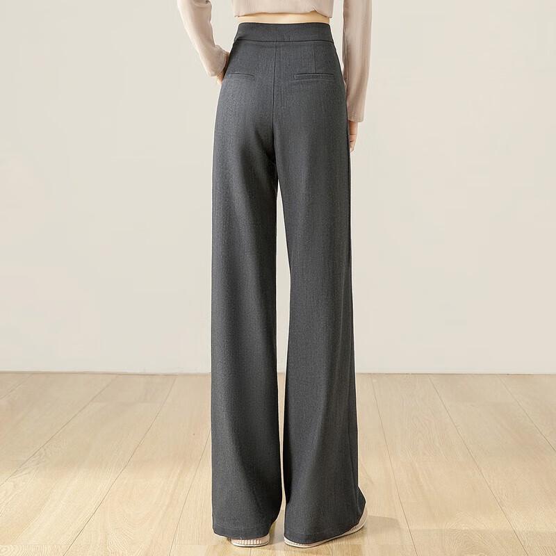 Siboer Women's Draped High-Waist Wide-Leg Commuter Pants