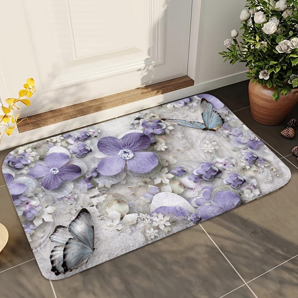 1pc Printed Bathroom Absorbent Mats Anti-Slip Mats Home Decor Supplies Carpets Home Kitchen Floor Mats