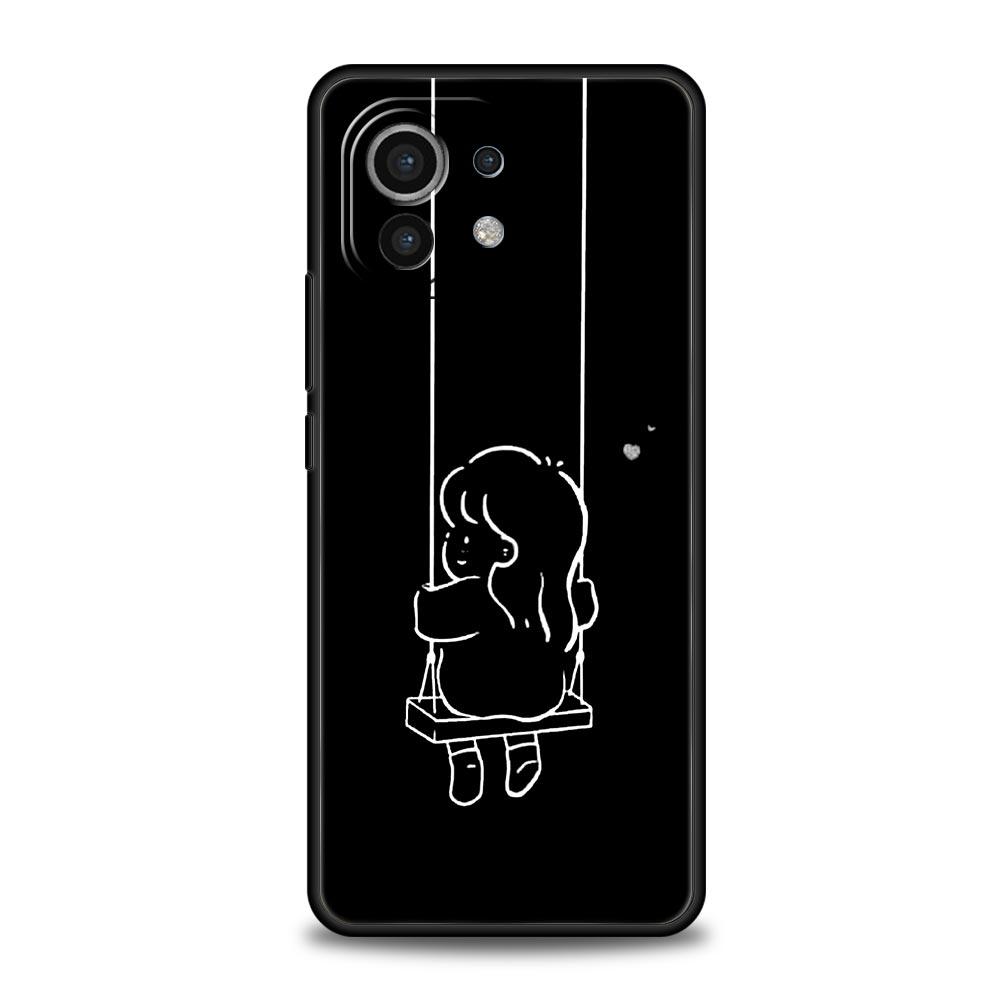 Phone Case For Xiaomi Mi 15 14 14T 13T 12T Pro 12 13 11 Lite 5G 11T X6 X5 Pro Soft TPU Cover Couple Cartoon Aesth Sun Moon