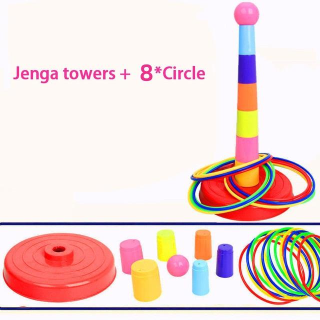 Children Stacked Ferrule Ring Toss Toys Colorful Fun Indoor Outdoor Parent-Child Interactive Circle Layers Early Education Gift