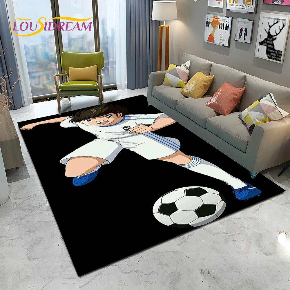 Captain Tsubasa Anime-Fußball-Cartoon-Teppich für Zuhause, Wohnzimmer, Schlafzimmer, Sofa, Fußmatte, Dekor, Kinderbereich, rutschfeste Bodenmatte