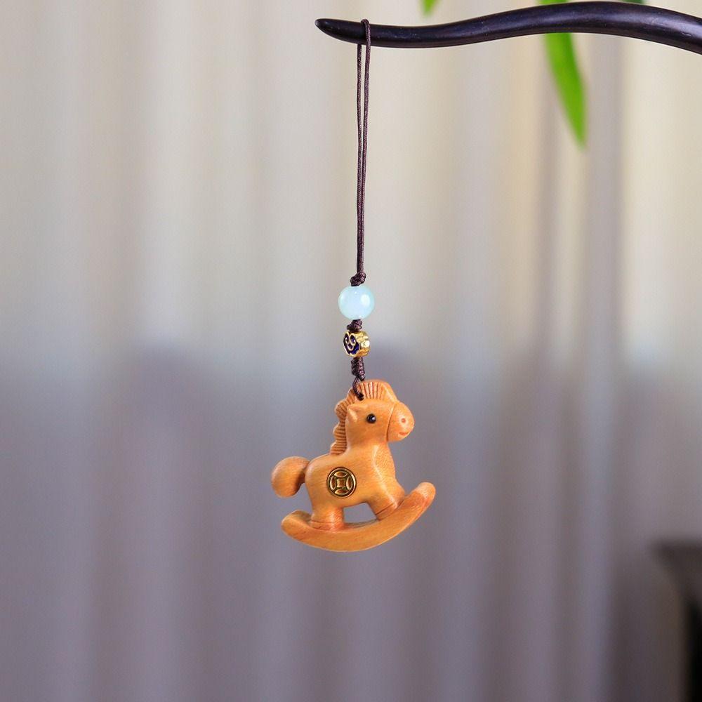 Traditional Horse Keychain Wooden Horse Pendant Backpack Ornaments Car Keychain  Bag Decoration