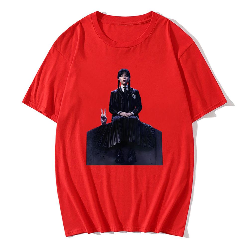 Wednesday Season 2 T-shirt Addams Graphic Printing Tshirts Short Sleeve Cotton Casual Tee-shirt O-neck Film Fashion T Shirt Mens