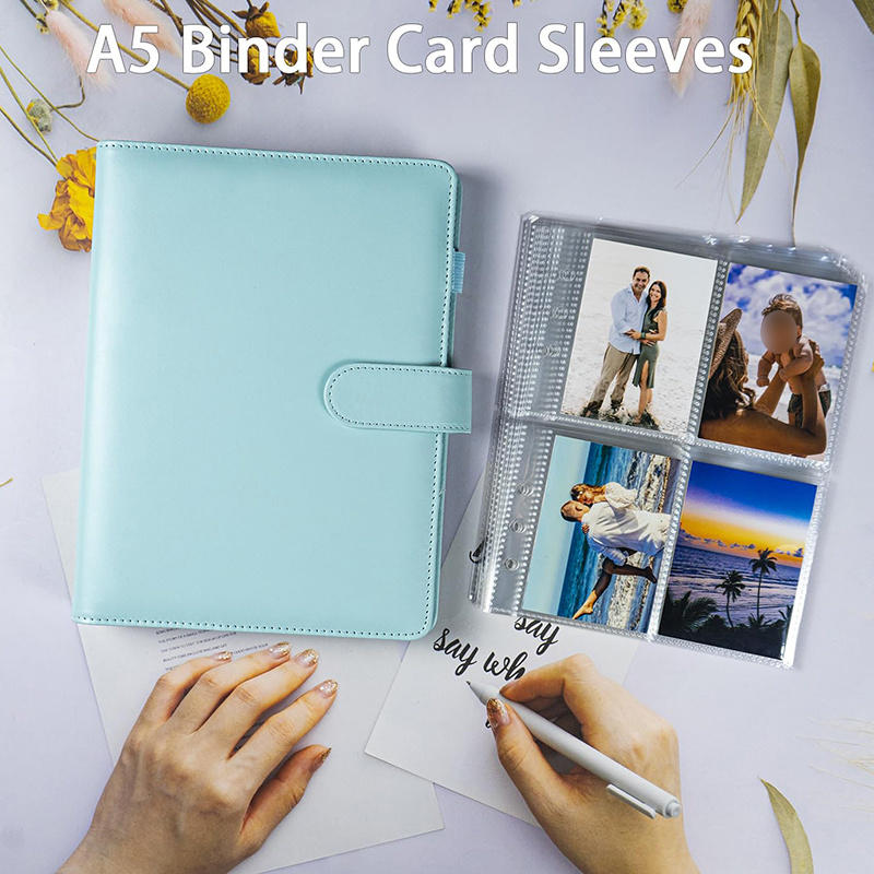 A5 Kpop Photocard Binder with 25 pages 4-Pocket Card Collector Album with 200 Card Slots PU Leather Cover Organizing Cards