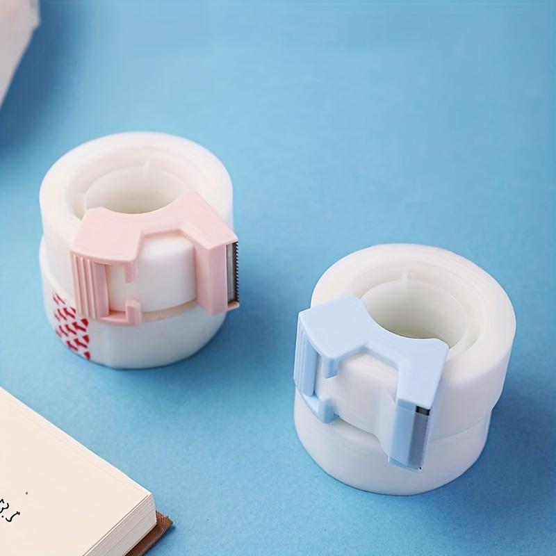 Set of 2 Invisible Tape Dispensers with Cutters - Ideal for Students, Offices, and Home Use - Pink and Blue Dispensers with Clear Tape