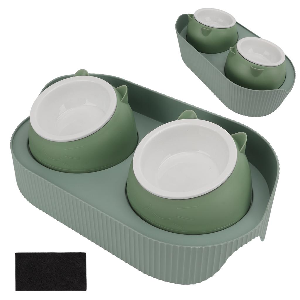 Ceramic Pet Bowl Set Food Grade Anti Splash Double Food Water Bowls for Cats Dogs Kittens and