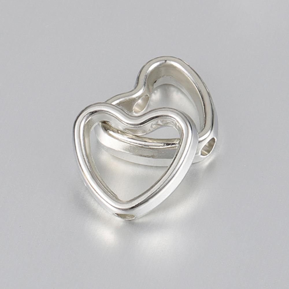 50pcs Love Heart Two Hole CCB Beads Frame Spacer Beads DIY Necklace Bracelet Connectors Pendants Jewelry Making Accessories