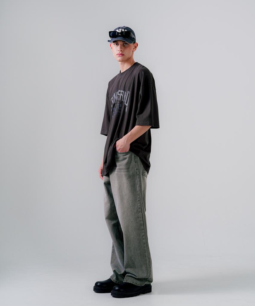 EZKATON Burnett Pigment Wide Pants Khaki Mmlp6783