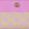 Gucci Gold hardware Double G logo zipper closure Canvas with leather trim Wallet Unisex couple style Lilac with yellow