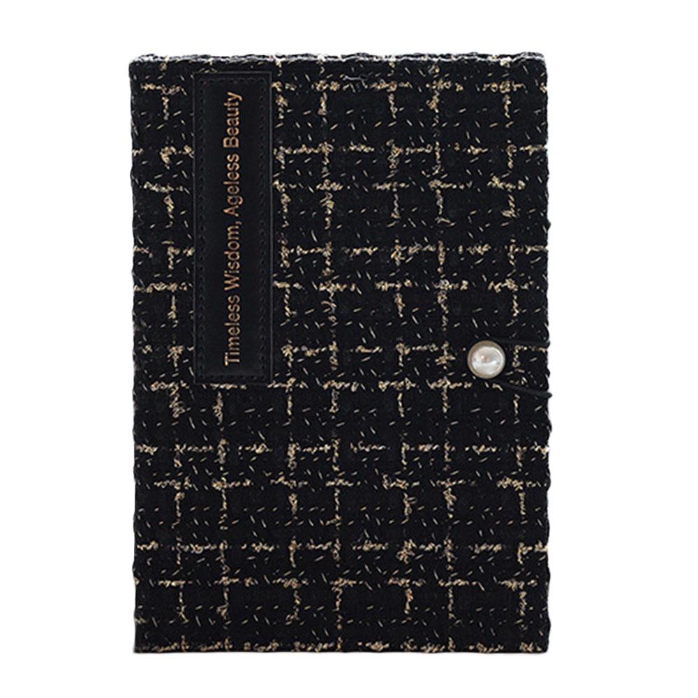 

Тетрадь с перламутровыми пуговицами, тканевая обложка, школьные канцелярские принадлежности, креативный блокнот чёрный