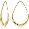 Boucles d'oreilles créoles en forme de larme pour femme, Boucles d'oreilles créoles ovales traversantes plaquées or 14 carats pour femme, Boucles d'oreilles créoles pendantes dorées pour femme