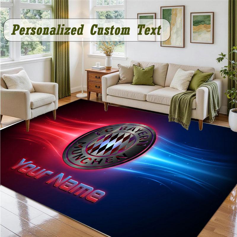 Crystal Velvet Square Rug Custom NameBayern Munich Pattern Non Slip Home Floor Decor Rug