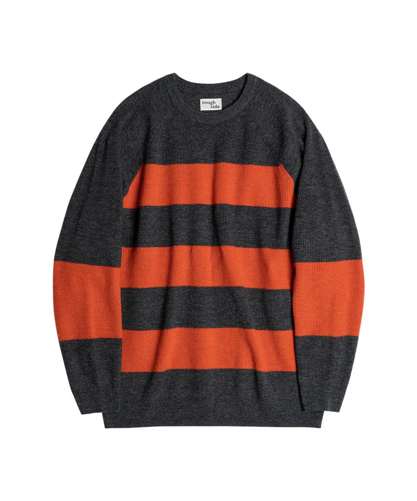 Leopeusaideu Stripe Knit Mandarin/Charcoal