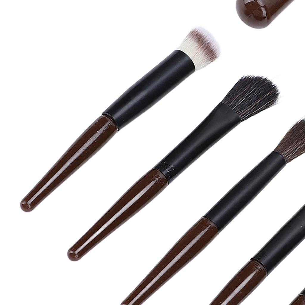 Travel Makeup Brush Set Synthetic Mini 12PCS Powder Highlight Concealer Eye Shadows Blush Mini Makeup Brushes Black Brown
