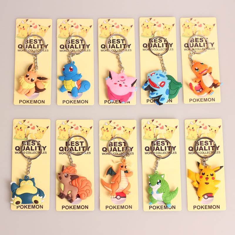 Pokémon Keychains: Pikachu, Bulbasaur, Snorlax, Sandshrew, Dragonite Charms - 10 Styles