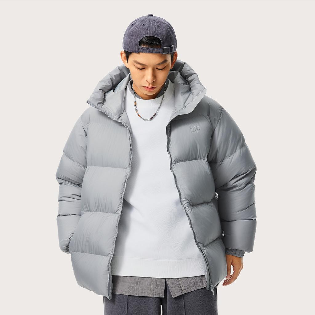 Li Ning Άνετο Ζεστό Casual Μπουφάν με Πούπουλα Ανδρικό Εξωτερικό Ρούχο Γκρι Επιφάνειας Σελήνης AYMU115-10